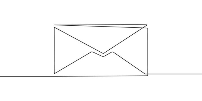 Mail continuous line one art icon email letter paper message. Line continuous art newsletter sketch outline contact plane illustration business single doodle arrow journey travel send fly post. vector