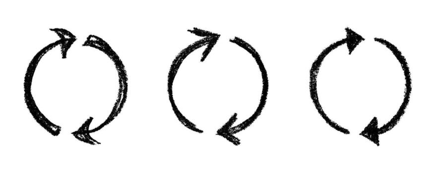 Set of hand drawn recycle arrow icon Recycling resources symbol Reuse of materials, zero waste, green environment, saving the planet waste environment vector