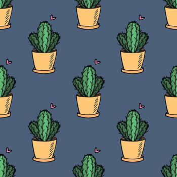 print pattern Seamless pattern with cactus doodle for decorative print, wrapping paper, greeting cards and fabric vector