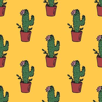 Seamless pattern with cactus doodle for decorative print, wrapping paper, greeting cards and fabric print pattern vector