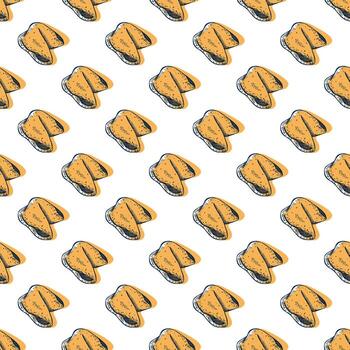 print pattern Seamless pattern with fortune cookies for decorative print, wrapping paper, greeting cards, wallpaper and fabric vector
