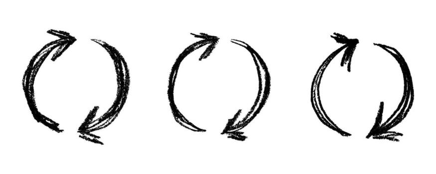 waste recycling Set of hand drawn recycle arrow icon Recycling resources symbol Reuse of materials, zero waste, green environment, saving the planet vector