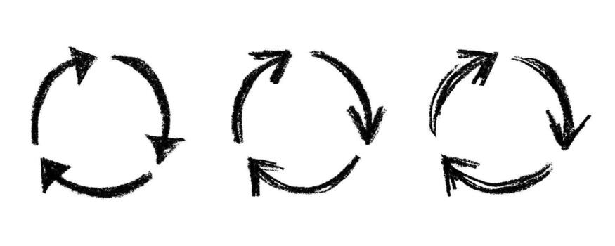 waste environment Set of hand drawn recycle arrow icon Recycling resources symbol Reuse of materials, zero waste, green environment, saving the planet vector