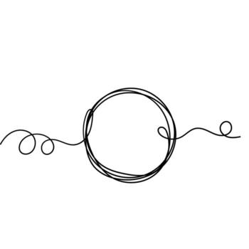 continuous line drawing of a circle with a line around vector