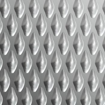 metallic 3D abstract texture with smooth, organic shapes in a repeating geometric pattern, silver gradient background. vector