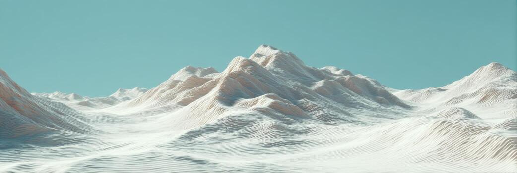 Serene Snow-Covered Mountains Under Clear Blue Sky with Smooth Textures and Gentle Slopes for Tranquil Nature Imagery photo