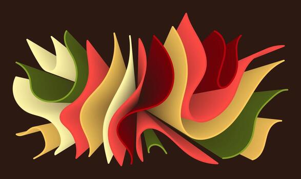 3d representación de resumen de colores tela fondo de pantalla flotante en un oscuro superficie. vector