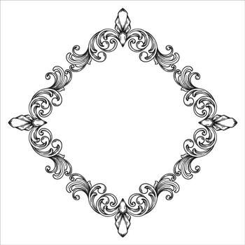 Sophisticated Baroque Scroll Frame Artwork vector