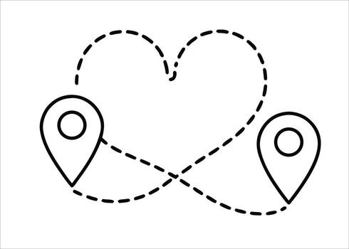 resumen corazón símbolo con interconectado tráfico ruta líneas representando conexión y viaje vector