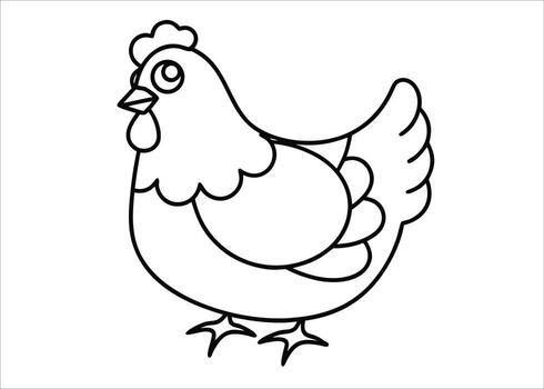 Artistic continuous line drawing of a hen in a simple elegant style showcasing farm poultry with a focus on fine art illustration techniques vector