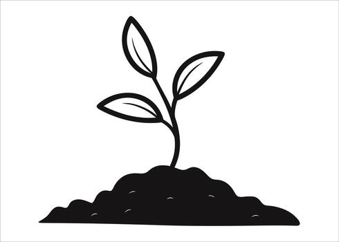 Minimalist single continuous line art depicting a delicate sprout emerging and growing with a clean aesthetic suitable for various design applications vector