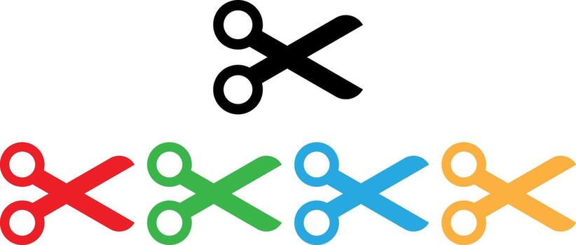 Colorful scissor icon set in different colors . Cutting symbol . illustration vector