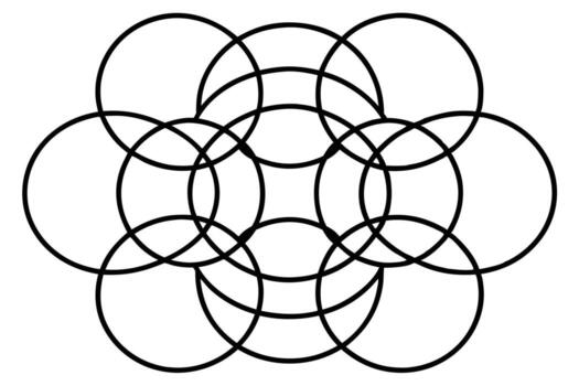 Serene Black and White Abstract Art Interlocking Circles Create a Calming Geometric Pattern on White Background vector