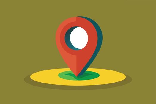 Discover Your Location A Vibrant, Flat-Design Map Pin Icon Illustrating Precise Geolocation on a Serene Green-Brown Background vector
