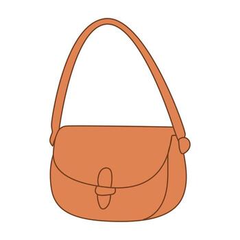 An orange handbag with a single strap and a flap closure. The design is simple and modern, suitable for casual or formal occasions. vector