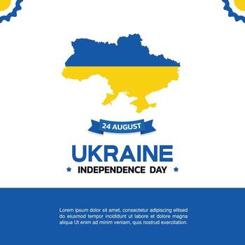 ukraine Independence Day Design, minimalist template of August 24th design elements with map in the center, ukraine and flag in the form of poster and banner vector