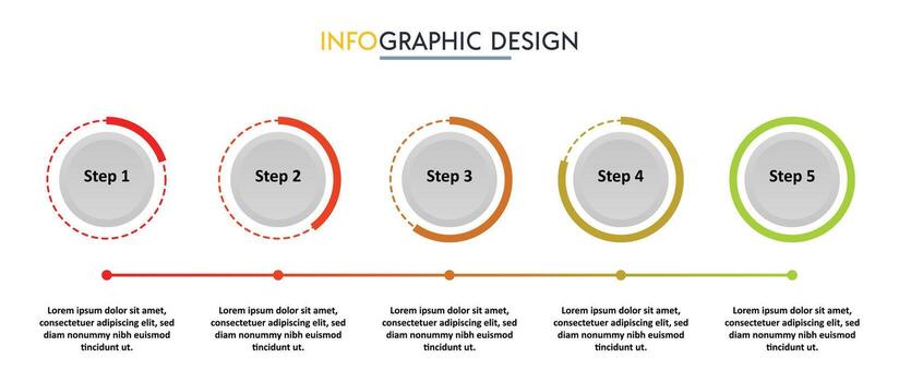 Modern circular diagram with 5 options. Great for business concepts, data visualization, and creative presentations vector