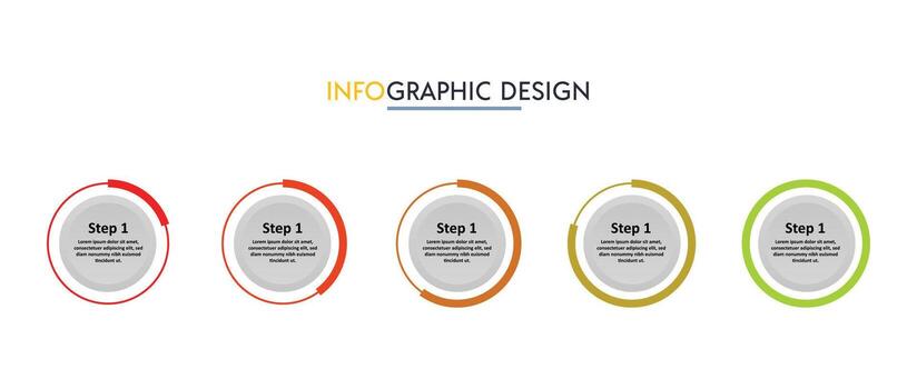 Five-part round infographic design. Suitable for corporate projects, reports, and visual storytelling. Minimal and clean look vector