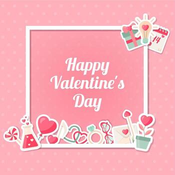 Valentines day background with square frame vector