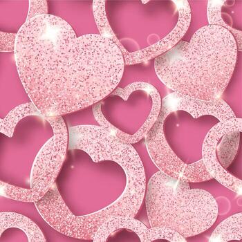 Pink glittery heart pattern vector