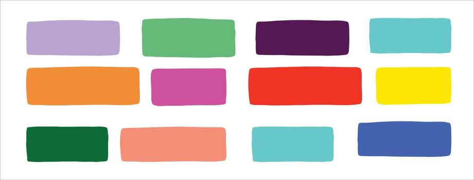 Grid of Twelve Colorful Rectangles with Hand- Drawn Style colors squares vector