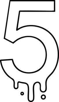 Number five with dripping effect outline style illustration design for creative projects and graphic art use vector