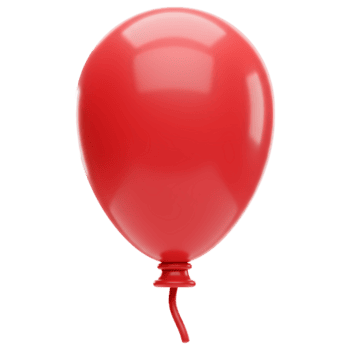 un soltero inflado carmesí globo con un lustroso superficie y un rizado cuerda en un llanura fondo ver en transparente antecedentes png