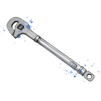 A single adjustable wrench tool with silver finish isolated on a plain solid color surface view from above on transparent background png