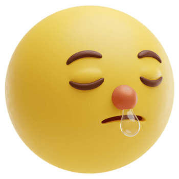 un' giallo sfera con chiuso occhi e un' che cola naso esprimendo malattia e sensazione indisposto su un' pianura ambientazione su trasparente sfondo png