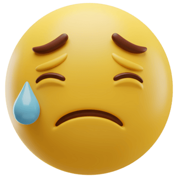 en gul emoji med en ledsen uttryck och en enda riva släppa på de vänster sida av dess ansikte visad stänga upp på transparent bakgrund png