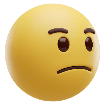 en återges bild av en gul emoji med en ledsen uttryck och Uppfostrad ögonbryn på en transparent bakgrund på transparent bakgrund png