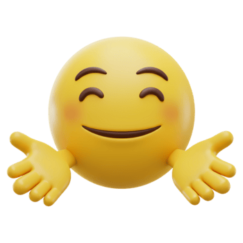 un' giallo emoji con un' contento viso e braccia disteso per un' abbraccio su un' pianura sfondo Immagine Visualizza su trasparente sfondo png