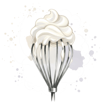 un batidor cubierto en blanco crema con un salpicado efecto alrededor eso en un llanura color espacio diseño en transparente antecedentes png