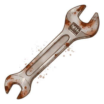 un' logoro regolabile chiave inglese con ruggine macchie isolato su un' pianura sfondo in mostra suo età e condizione su trasparente sfondo png