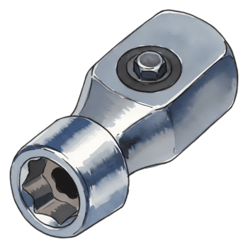 uma brilhante metálico tomada adaptador com uma hexagonal abertura em uma avião fundo digital Renderização ferramenta em transparente fundo png