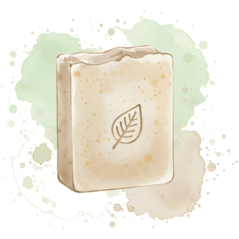 uma Barra do Sabonete com uma folha Projeto em isto e uma verde aguarela respingo atrás isto em uma sólido cor em transparente fundo png