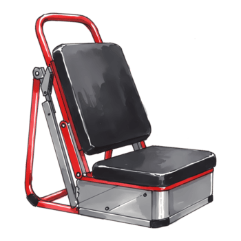 een renderen van een stoel met een rood kader en stoel en rugleuning dat verschijnen naar worden een schaduw van grijs Aan transparant achtergrond png