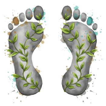 deux empreintes avec vignes et coloré les orteils contre une transparent toile de fond dans une numérique le rendu sur transparent Contexte png