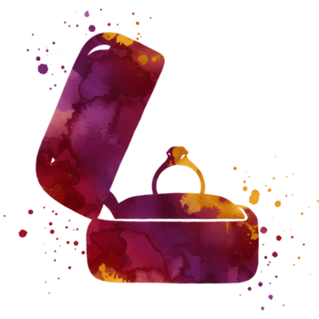 acuarela estilo representación de un abierto anillo caja con un anillo dentro en contra un llanura fondo en transparente antecedentes png