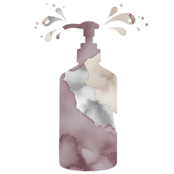 Abstract artistic rendering of a bottle with muted colors and watercolor style textures design art on transparent background png