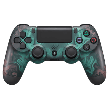 une manette avec une tourbillonnant vert et gris modèle sur une solide Couleur réglage pour jeu console utilisation sur transparent Contexte png