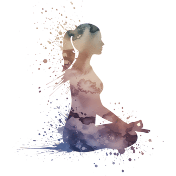 resumen acuarela de sentado figura con pixelado bordes en un llanura rodeando espacio diseño Arte en transparente antecedentes png