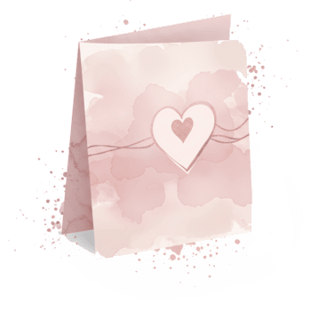 acquerello carta con un' cuore ritagliare e corda legato in giro esso su un' bianca superficie con schizzi su trasparente sfondo png