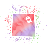 un cuadrado con acuarela textura y un corazón etiqueta rodeado por papel picado en un llanura ajuste espacio en transparente antecedentes png
