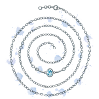 plata cadena con un azul joya colgante arreglado en un espiral modelo en un llanura superficie ver desde encima en transparente antecedentes png