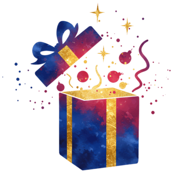 en färgrik närvarande låda med en rosett och konfetti flytande ut av den på en enkel enkel bakgrund på transparent bakgrund png