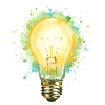 un' raggiante lampadina con acquerello schizzi in giro esso su un' pianura ambientazione nel un' digitale interpretazione su trasparente sfondo png