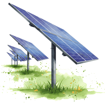 solar painéis matriz dentro uma campo com aguarela estilo e limpar \ limpo energia conceito em uma transparente Visão em transparente fundo png