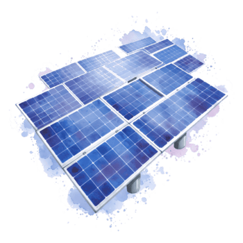 aéreo ver de un colección de azul solar paneles arreglado en un plataforma con un llanura fondo en transparente antecedentes png