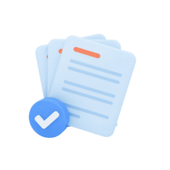 Abstract document validation with a checkmark indicating successful verification process on an png